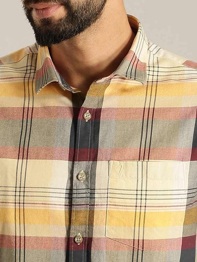 Indian Terrain Men's Slim Fit Full Sleeve Checkered Multicolor Shirt